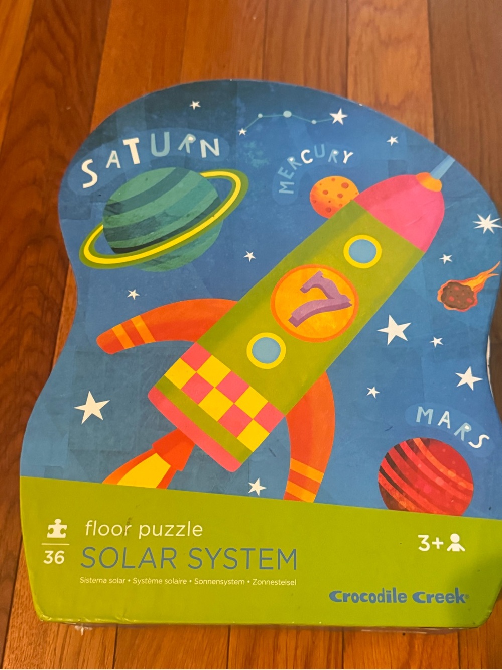 Crocodile Creek Solar System Floor Puzzle - Green Rocket